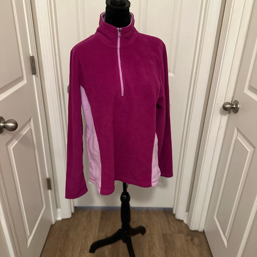 Two-toned Pink Quarter-Zip Fleece Pullover